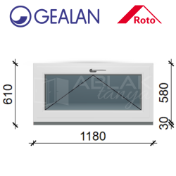 Gealan 120x60 bukó ablak 6 légkamrás műanyag profillal