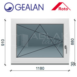 Gealan 120x90 bukó-nyíló ablak 6 légkamrás műanyag profillal