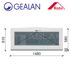 Gealan 150x60 bukó ablak 6 légkamrás műanyag profillal