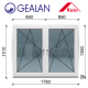 Gealan 180x140 tokosztott, bukó-nyíló ablak 6 légkamrás műanyag profillal
