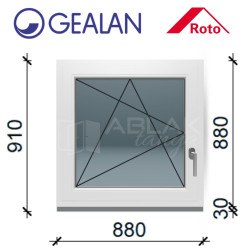 Gealan 90x90 bukó-nyíló ablak 6 légkamrás műanyag profillal