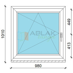 Gealan 100x100 egyszárnyú bukó-nyíló műanyag ablak 3 rétegű üveggel