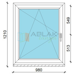 Gealan 100x120 egyszárnyú bukó-nyíló műanyag ablak 3 rétegű üveggel