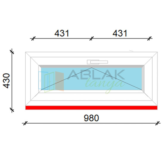 Gealan 100x40 egyszárnyú bukó műanyag ablak 3 rétegű üveggel