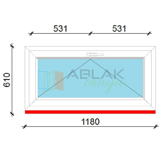 120x60 műanyag ablak, egyszárnyú, bukó Gealan