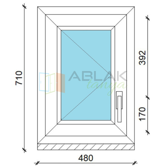 Gealan 50x70 egyszárnyú nyíló műanyag ablak 3 rétegű üveggel
