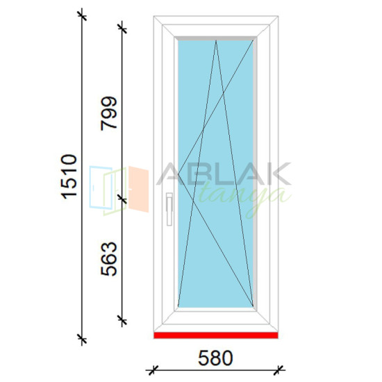 60x150 műanyag ablak, egyszárnyú, bukó/nyíló Gealan