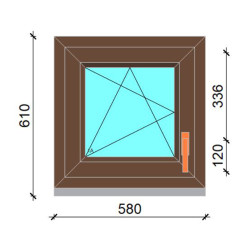 Gealan 60x60 egyszárnyú bukó-nyíló dió műanyag ablak 3 rétegű üveggel