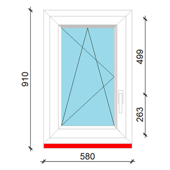 Gealan 60x90 bukó-nyíló ablak 6 légkamrás műanyag profillal