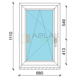 70x110 műanyag ablak, egyszárnyú, bukó/nyíló Gealan