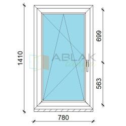 80x140 műanyag ablak, egyszárnyú, bukó/nyíló 3 réteg Gealan