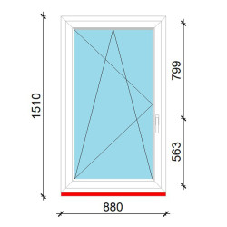 90x150 műanyag ablak, egyszárnyú, bukó/nyíló Gealan