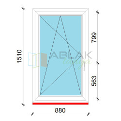 90x150 műanyag ablak, egyszárnyú, bukó/nyíló Gealan