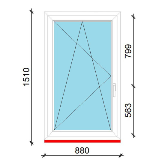 90x150 műanyag ablak, egyszárnyú, bukó/nyíló Gealan