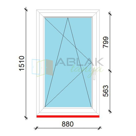 90x150 műanyag ablak, egyszárnyú, bukó/nyíló Gealan