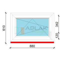 90x60 műanyag ablak, egyszárnyú, bukó/nyíló Gealan
