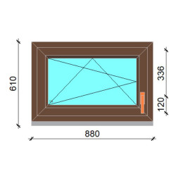 Gealan 90x60 egyszárnyú bukó-nyíló dió műanyag ablak 3 rétegű üveggel