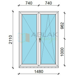 Műanyag erkélyajtó 150x210 nyíló-bukó/nyíló Gealan