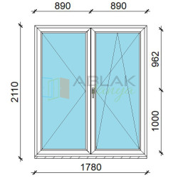 Műanyag erkélyajtó 180x210 nyíló-bukó/nyíló Gealan