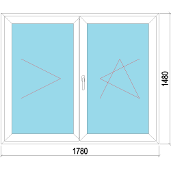 180x150 műanyag ablak, kétszárnyú, váltószárnyas, nyíló-bukó/nyíló