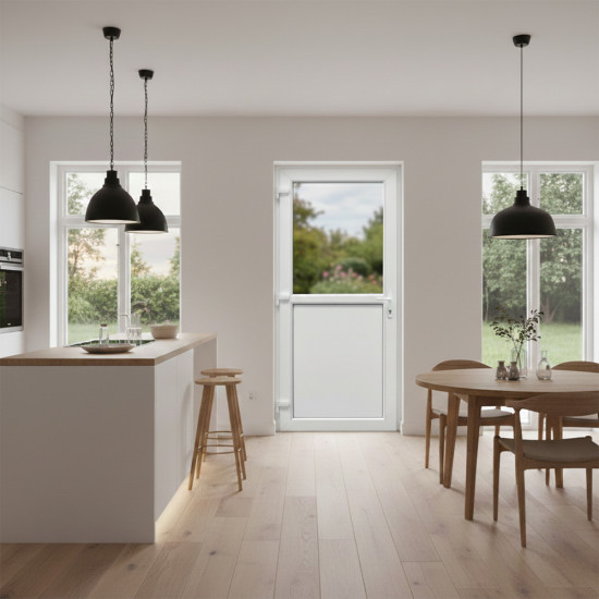 Félig üveges műanyag bejárati ajtó Gealan