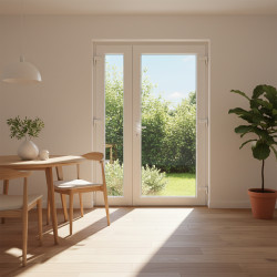 Tele üveges kétszárnyú műanyag bejárati ajtó Gealan